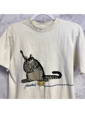 Vintage 80s Crazy Shirt B Kliban Hawaii Golf T Shirt Adult Medium White